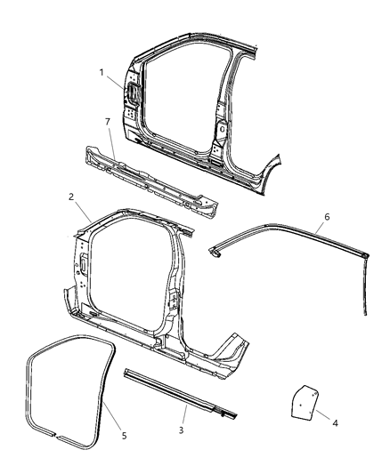 1986 Dodge Conquest Panel Bodyside Aperture Front Outer Diagram for 5142292AC