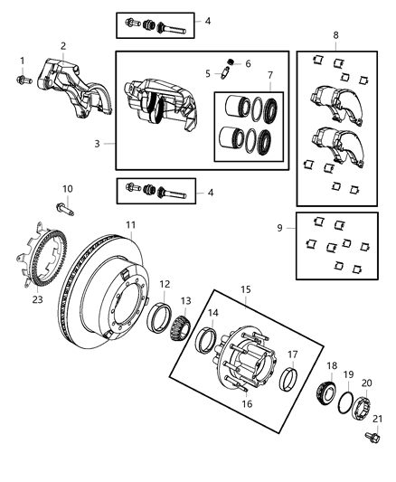 2015 Ram 5500 Hub Assembly Wheel Rear Diagram for 68100369AA