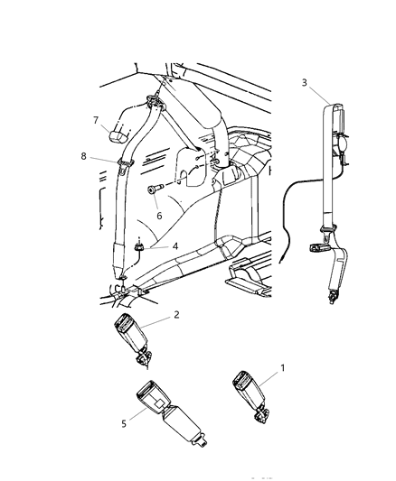 Seat Belt Rear Center Shoulder Diagram for 5KC791X9AC