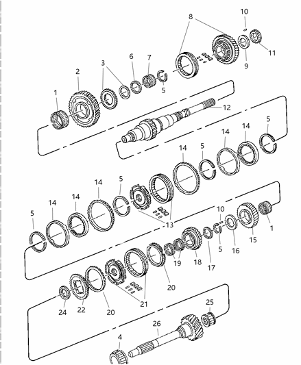 2000 Dodge Ram 2500 Mainshaft Transmission Diagram for 5016385AA