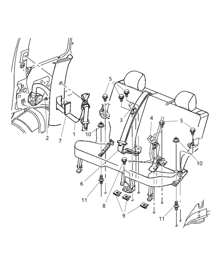 2007 Jeep Liberty Seat Belt Rear Outer Diagram for 5HG361D5AN