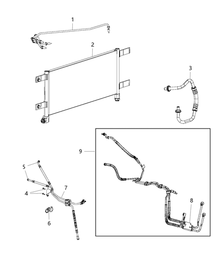 Hose And Tube Oil Cooler Pressure And Return Diagram for 68230431AC