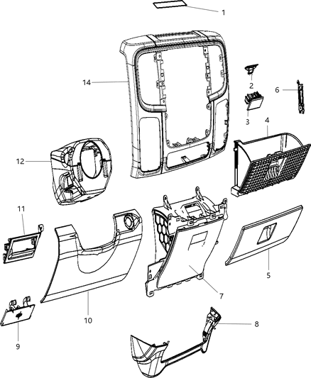 2008 Jeep Liberty Bezel Instrument Panel Center Cup And CVT Diagram for 5VE912X9AD