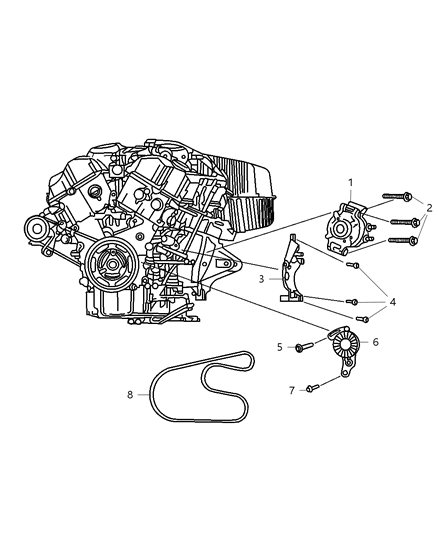 2002 Chrysler Prowler Belt Alternator And A/C Compressor Diagram for 4892750AA