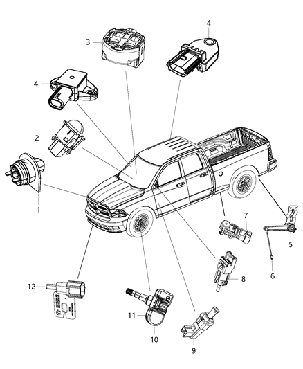 Sensor Ride Height Includes Linkage Diagram for 68146895AB