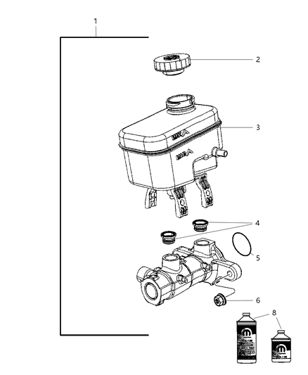 1987 Dodge Aries Reservoir Brake Master Cylinder Diagram for 68003618AB