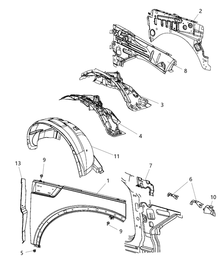 Liner Front Fender Diagram for 55157411AC