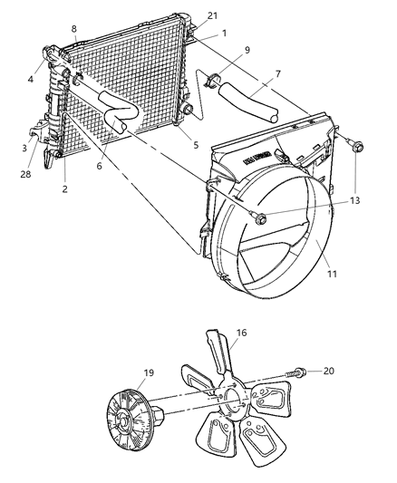 Hose Radiator Diagram for 52028827AF