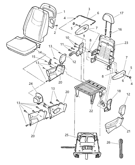 2002 Dodge Grand Caravan Cable Recliner Diagram for 5018884AA