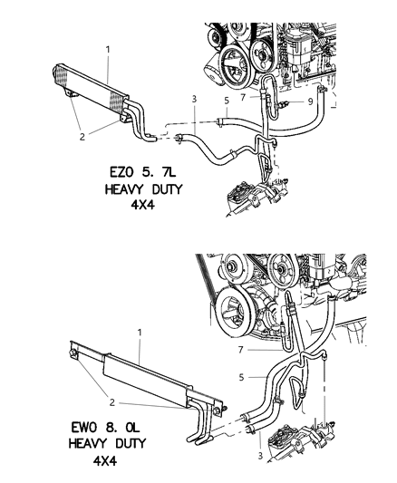 Hose Power Steering Return, Cooler To Reservoir & Gear Diagram for 52113652AC