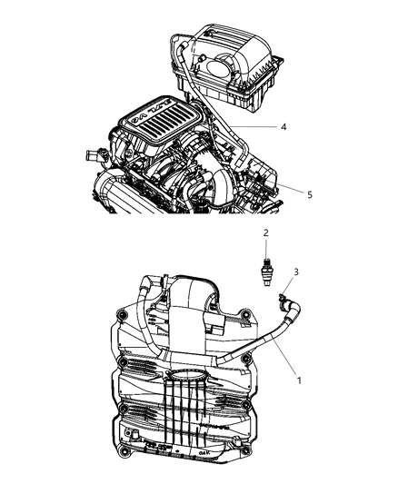 Tube Crankcase Vent To Air Cleaner Diagram for 53032939AB