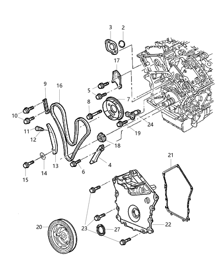 2002 Chrysler PT Cruiser Chain Timing Diagram for 4663674AC
