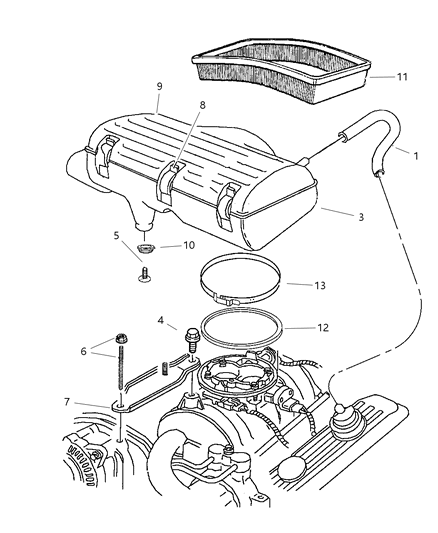 2000 Chrysler Cirrus Gasket, Air Cleaner To Throttle Body Diagram for 53030600