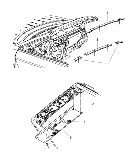 2007 Chrysler Sebring Molding Windshield Garnish Diagram for XQ63DWXAA