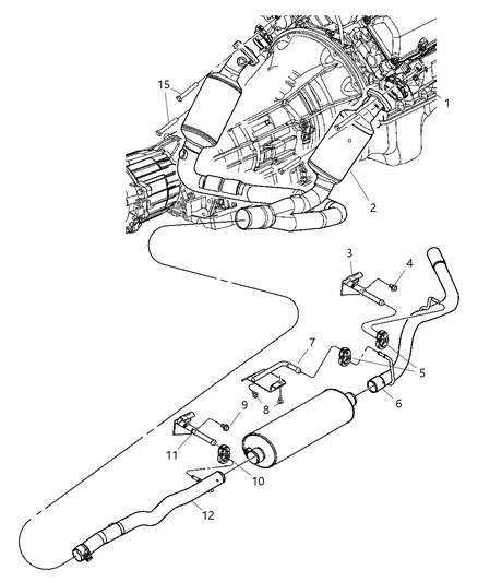 2004 Dodge Dakota Tailpipe Exhaust Diagram for 52021973AC
