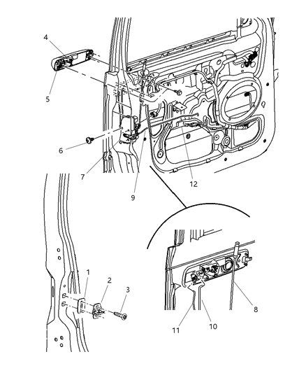 Knob And Link Door Latch Diagram for 55396906AB