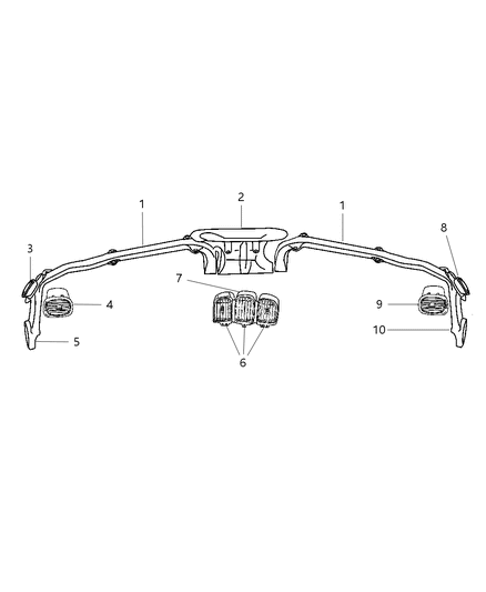 2005 Dodge Grand Caravan Outlet A/C & Heater W/Ir Sensor & Harness Diagram for 5019882AA