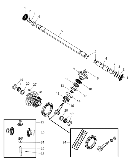 2009 Dodge Dakota Gear Kit Ring And Pinion Diagram for 5015895AD