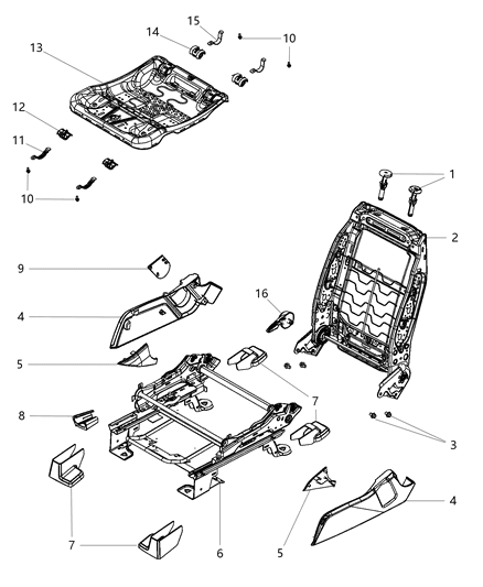 2020 Dodge Journey Handle Seat Recliner Diagram for 1RW06XDBAA