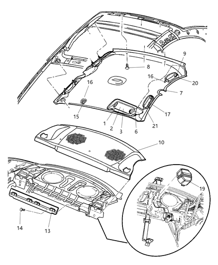 Label Airbag Warning Removable Diagram for 5023548AA