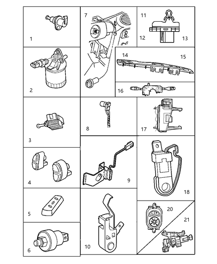 1989 Dodge Grand Caravan Switch Multifunction, Rear Diagram for 4671258