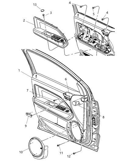 1986 Dodge D350 Plug Door Trim Panel Inside Door Handle Diagram for 1NS39XDVAB