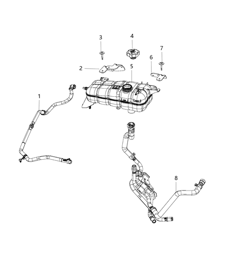 2021 Ram 1500 Hose Coolant Bottle Inlet Diagram for 68268590AC
