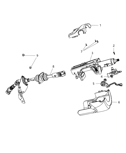2012 Jeep Wrangler Column Steering Diagram for 5057801AB