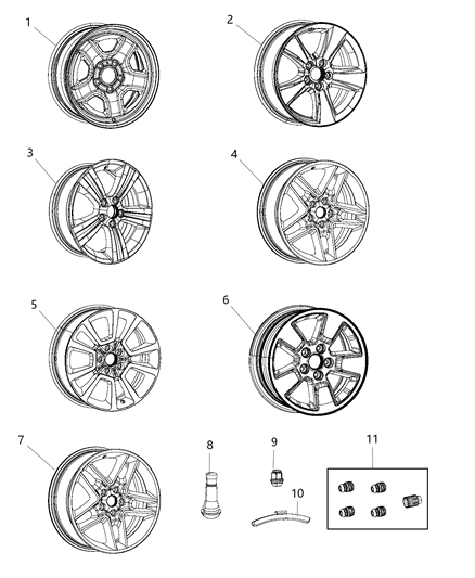 Wheel Aluminum Diagram for 5XT94LAUAA