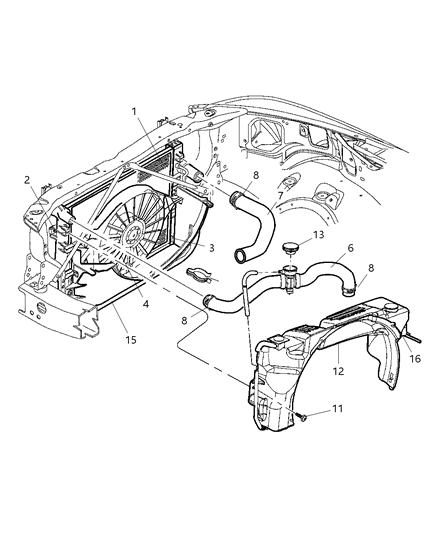 Hose Radiator Inlet Diagram for 52028810AF