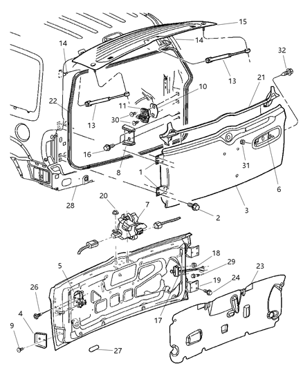 Bumper Tailgate Diagram for 52850562AG