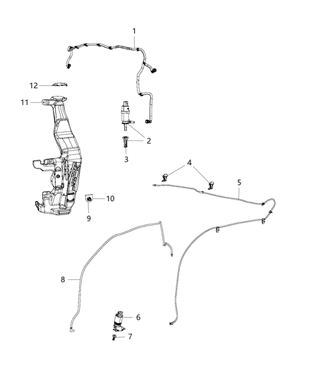 Hose Windshield Washer Rear Diagram for 68285618AA