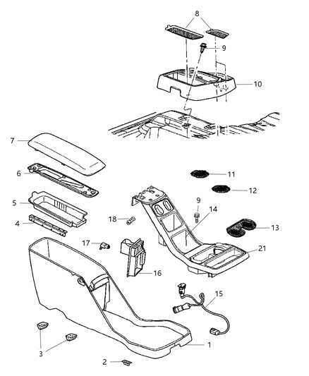 2006 Dodge Dakota Base Armrest Diagram for 5018906AA