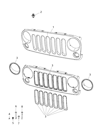 1985 Jeep J20 Grille Radiator Diagram for 68046306AB