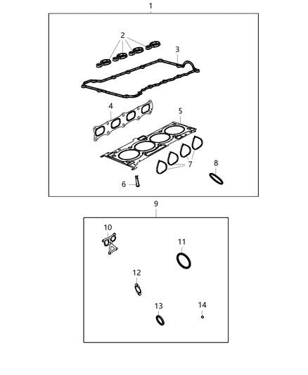 Gasket Kit Engine Upper Diagram for 68191818AD