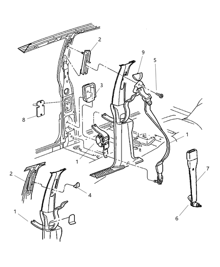 2021 Jeep Grand Cherokee Adjuster Seat Belt Turning Loop Diagram for 55196689AB