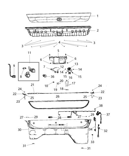 Gasket Lock Cylinder Diagram for 68403087AB