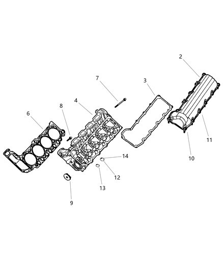 Gasket Package Engine Upper See Notes Diagram for 5135794AA