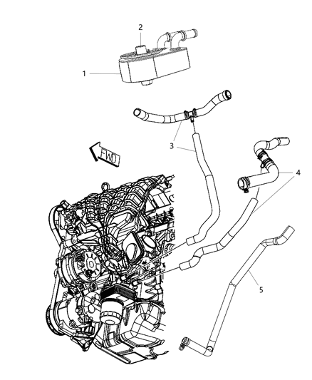 2009 Jeep Compass Hose Radiator Inlet Radiator Inlet Hose Assembly Diagram for 5058492AD