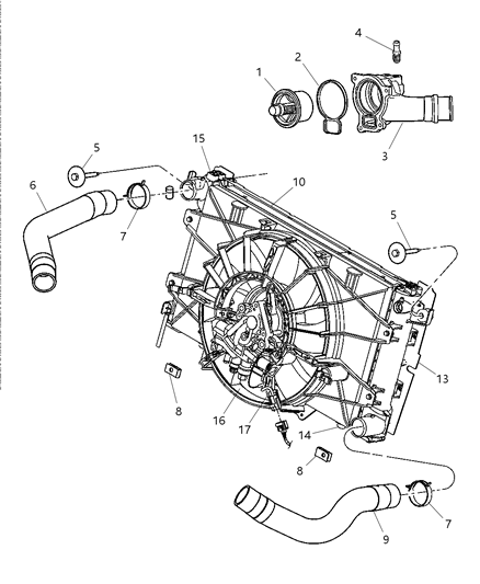 2003 Dodge Viper Housing Thermostat Diagram for 5037174AB