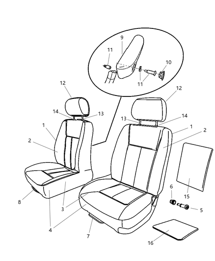 Foam Seat Cushion Diagram for 5161574AA
