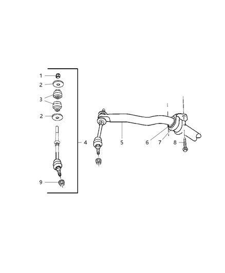 1997 Chrysler LHS Link Kit Stabilizer Bar Diagram for 5086972AB