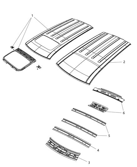 2000 Chrysler Town & Country Bow Roof Number 2 And 3 Diagram for 5076975AA