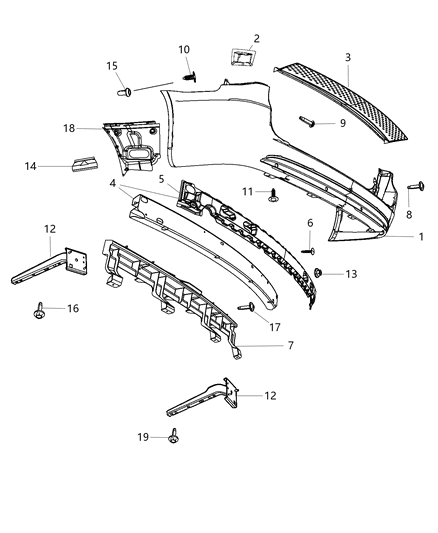 2011 Dodge Grand Caravan Scuff Pad Rear Fascia Diagram for 68125729AA