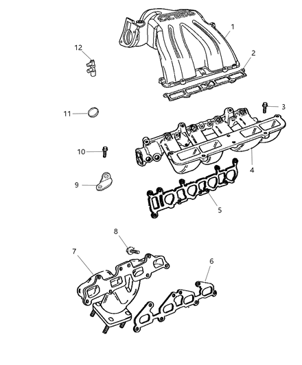 Gasket Intake Manifold Diagram for 4781485AA