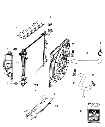 2015 Jeep Wrangler Seal Radiator Upper Diagram for 55038189AA