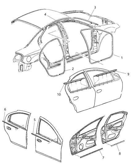 1987 Dodge 600 Weatherstrip Front Door Belt Inner Diagram for 5008715AA