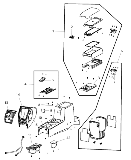 2010 Jeep Compass Slide Console Diagram for 1TF38DK2AA