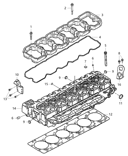 2017 Ram 3500 Cylinder Head Diagram for 68210511AB