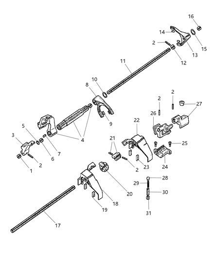 1990 Jeep Wagoneer Bushing Reverse Rail Diagram for 68028433AA